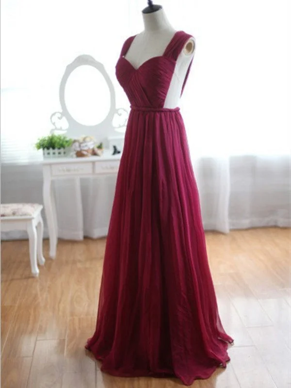 Custom Made Backless Wine Red/Burgundy Chiffon Prom Dress, Backless Burgundy Bridesmaid Dresses Trendy new unclassified dresses