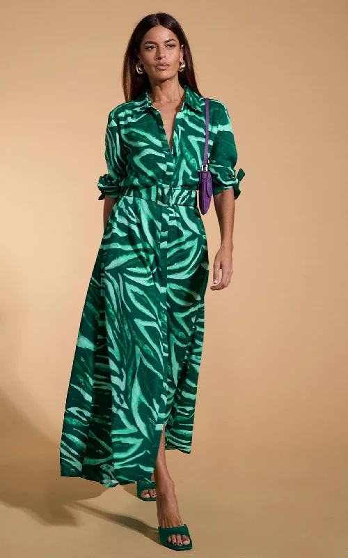 Dove Dress In Green Painted Zebra Fall unclassified dresses