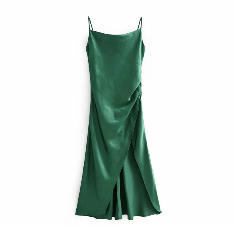 Elegant Sexy Satin Backless Split Dress Women Vacation unclassified dresses