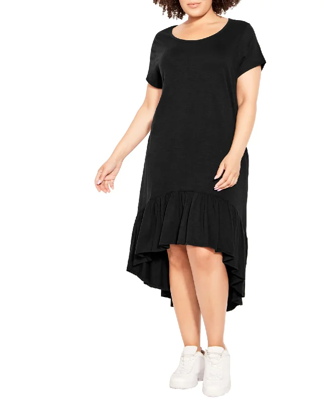 Ella Ruffle Dress | Black Breathable unclassified dresses