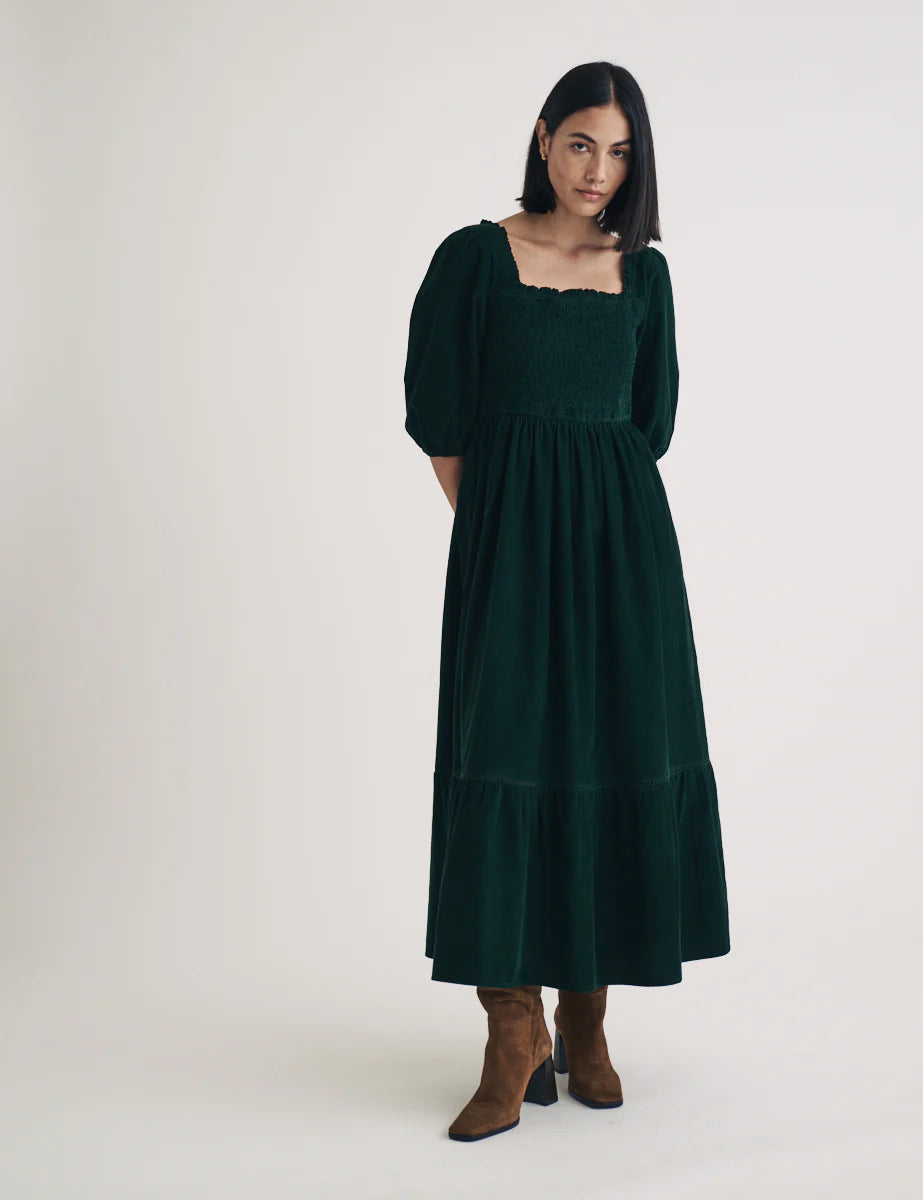 Elsa Midaxi Dress Dark Green Cord Color block unclassified dresses