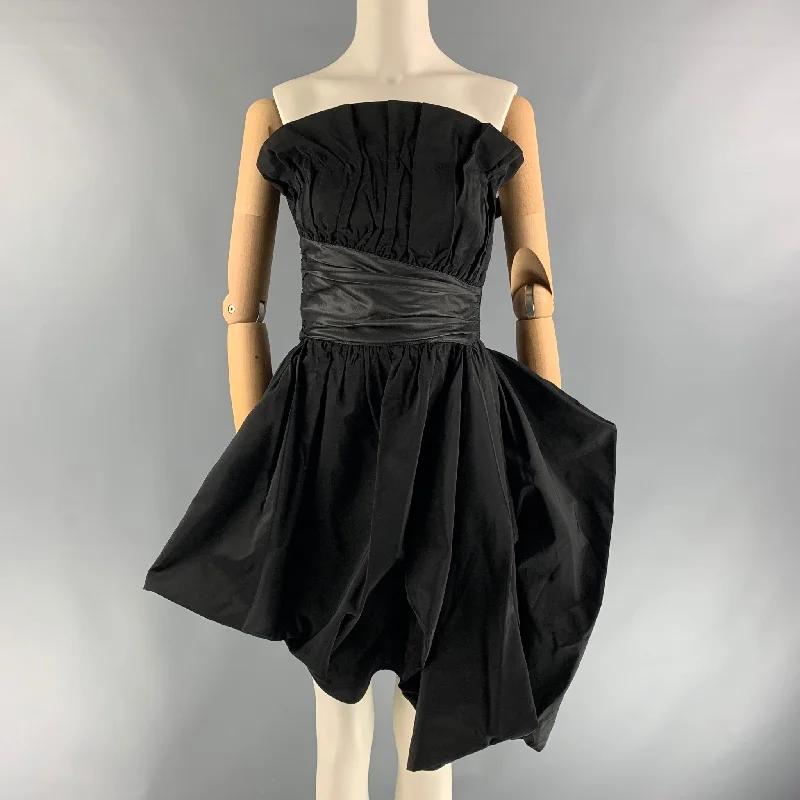 EMPORIO ARMANI Size 4 Black &  Grey Acetate Blend Ruched Dress Graduation unclassified dresses