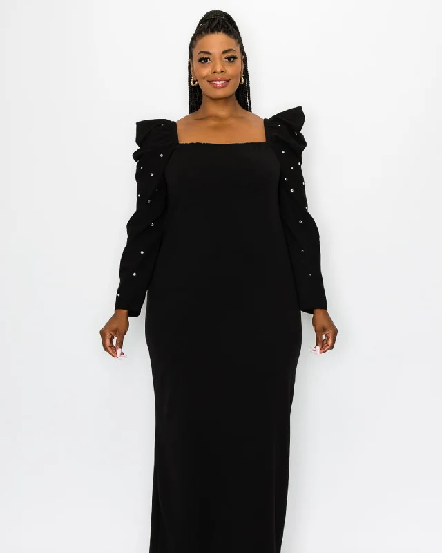 Evangeline Rhinestone Sleeve Dress | Black Club unclassified dresses