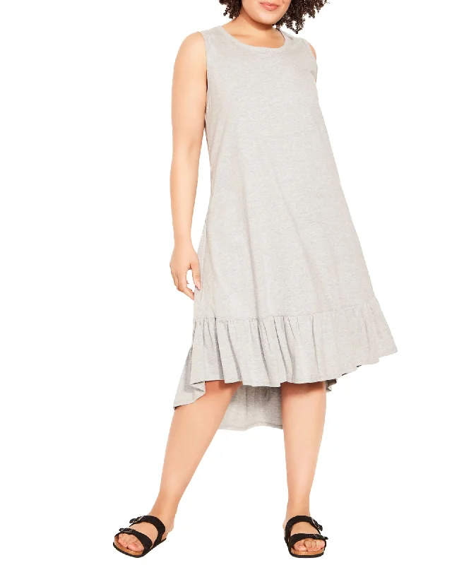 Evie Ruffle Dress | Light Grey Chiffon unclassified dresses