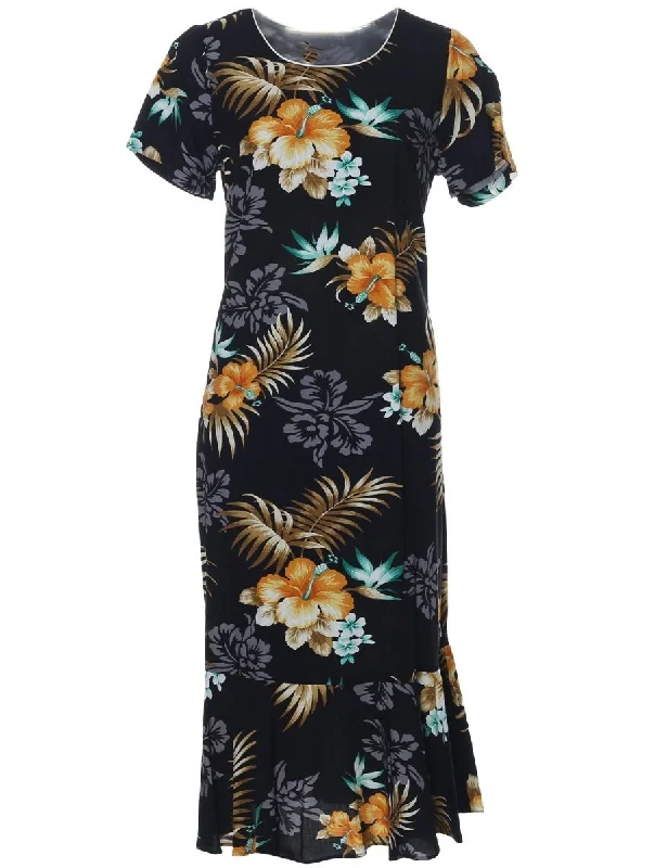 Fern Hibiscus Dress with Sleeves Bold pattern unclassified dresses