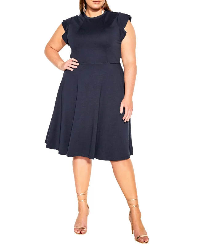 Frill Shoulder Dress | Navy Club unclassified dresses