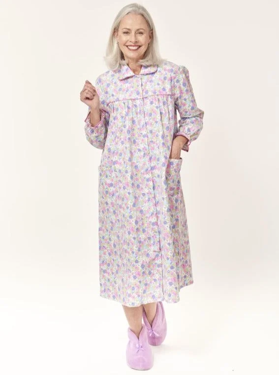 Front Snap Flannel Nightgown with Pocket Summer unclassified dresses