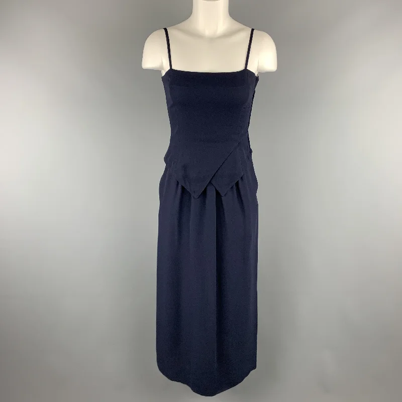 GIORGIO ARMANI Size 4 Navy Viscose Spaghetti Strap Buster Dress Earthy tone unclassified dresses