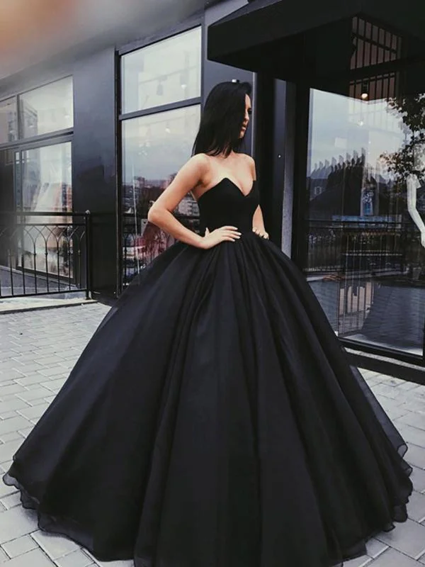 Gorgeous Black Sweetheart Neck Floor-length Backless Sleeveless Prom Gown, Black Formal Dresses Date night unclassified dresses