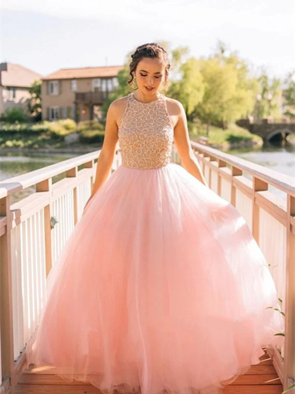 Gorgeous Round Neck Pink Prom Dresses, Pink Formal Dresses, Pink Prom Gown Formal unclassified dresses