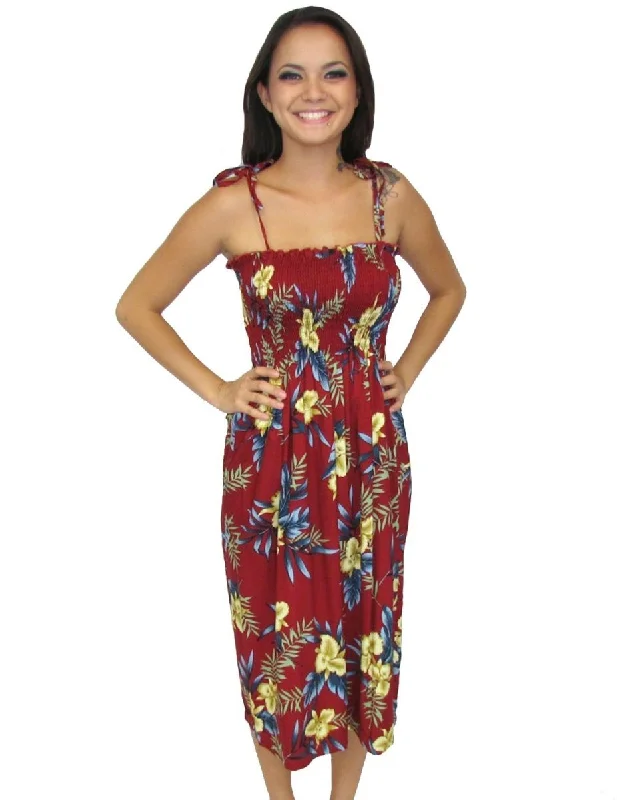 Hawaiian Dress Smock Top Okalani Red Boho unclassified dresses