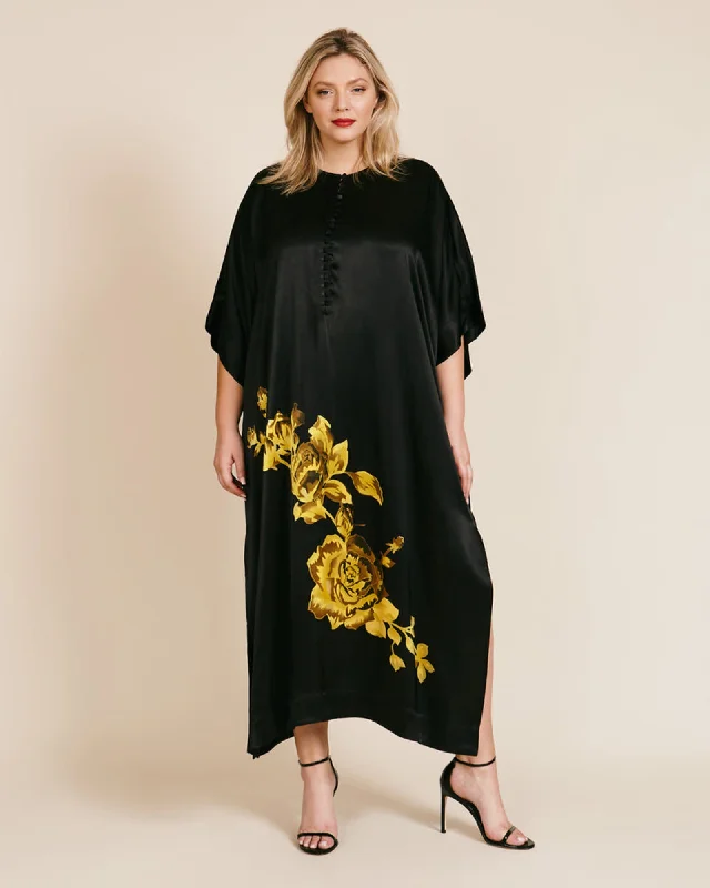 Heavy Satin Dress Kaftan | Black Minimalist unclassified dresses