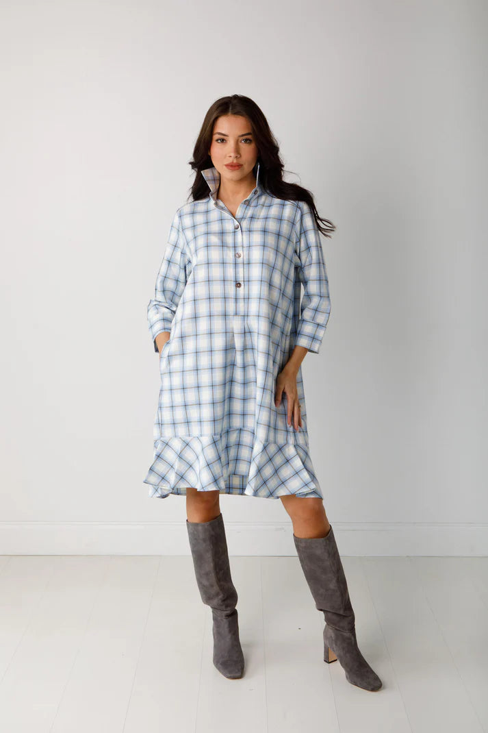 Sallie (Blue Plaid) Ruched unclassified dresses