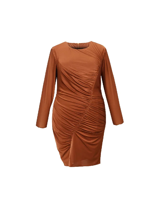 Isla Asym Rushed Dress | Copper Beaded unclassified dresses