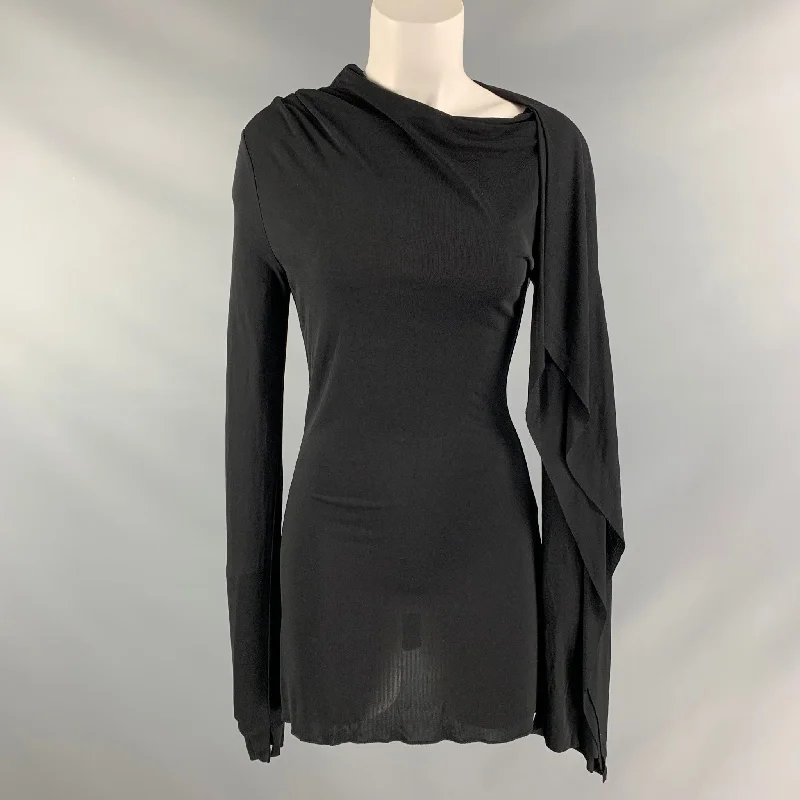 JEAN PAUL GAULTIER Size 6 Black Solid Dress Satin unclassified dresses