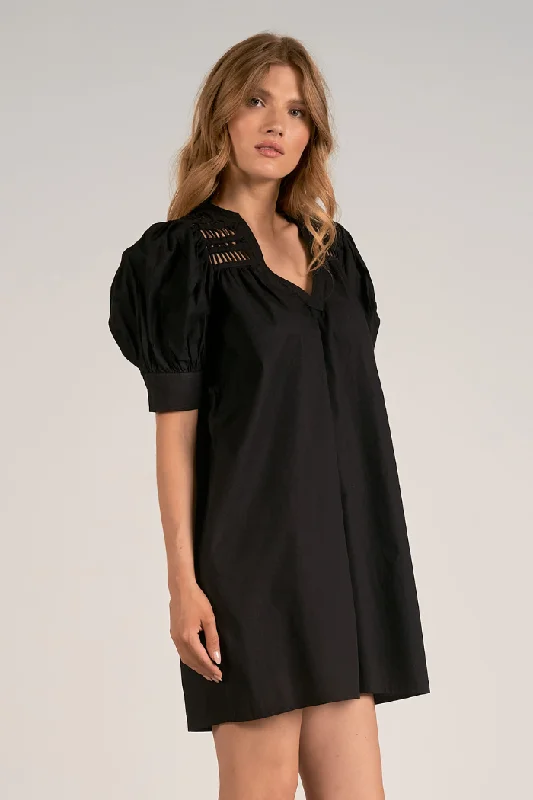 Ladder Trim Puff Sleeve Dress Plus size unclassified dresses