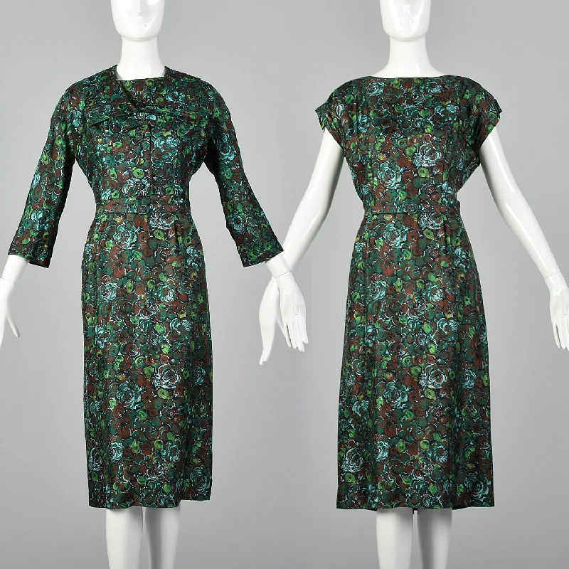 Large 1950s Silk Dress and Jacket Set Satin unclassified dresses