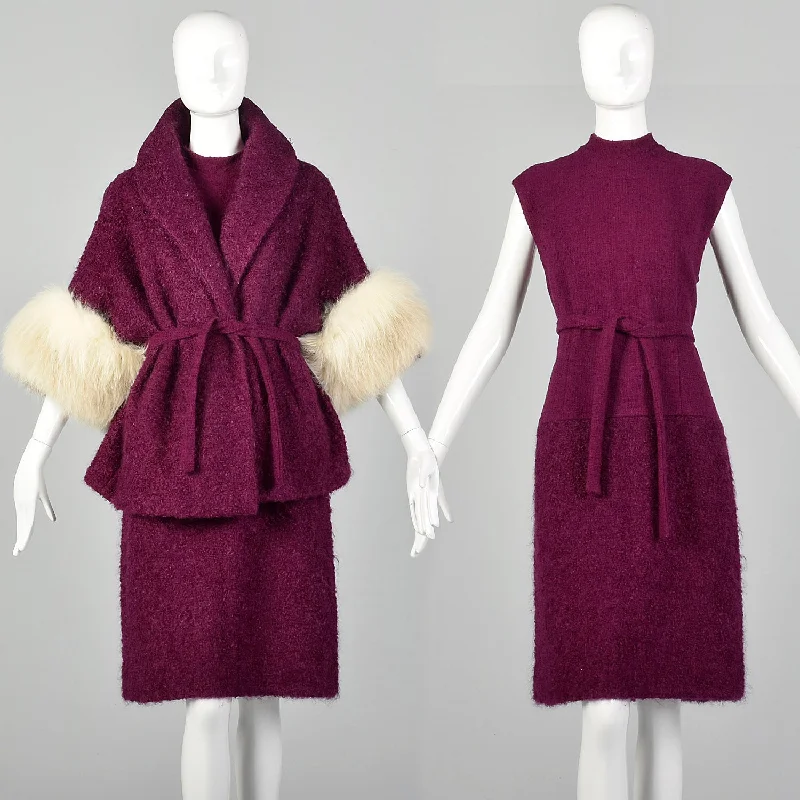 Large 1960s Fuchsia Coat and Dress Set Office unclassified dresses