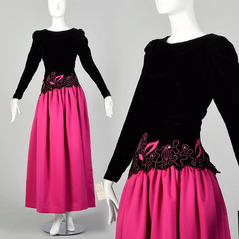 Large Pink 1980s Prom Dress Printed unclassified dresses