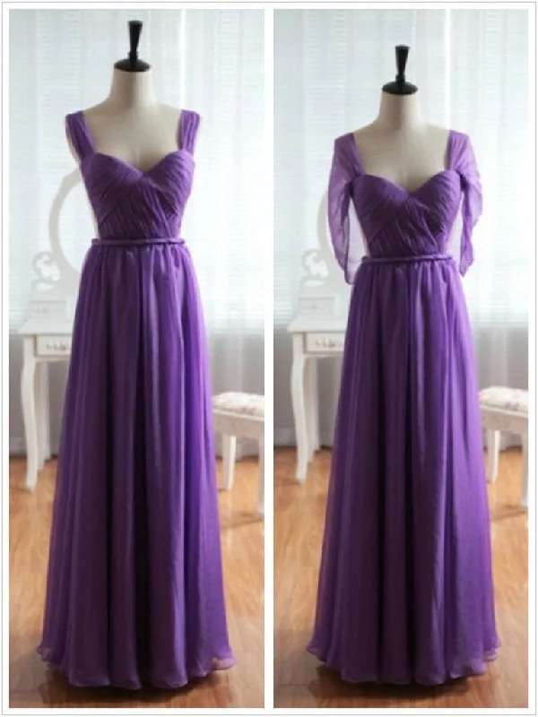 Light Purple Cap Sleeves Backless Chiffon Prom Dress, Purple Bridesmaid Dress Chiffon unclassified dresses