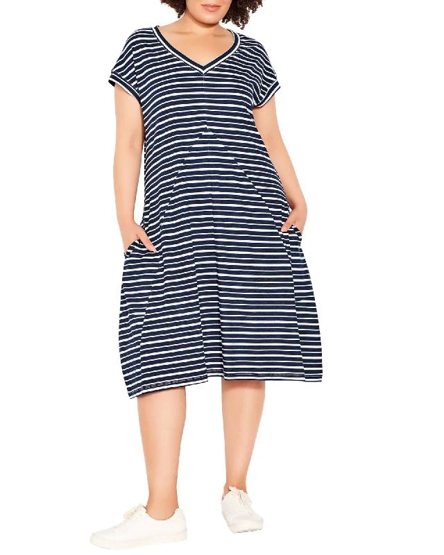 Lilly Striped Dress | Navy / White Knitted unclassified dresses