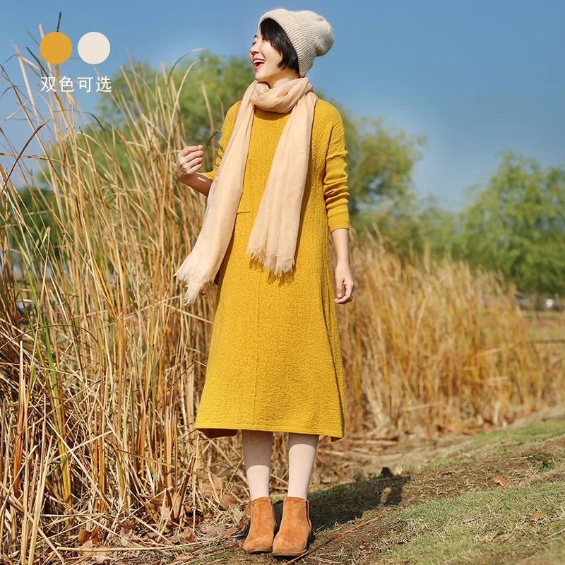 Linen Women Dresses Sleeves Autumn Winter Women Dresses WC961852 Stylish unclassified dresses