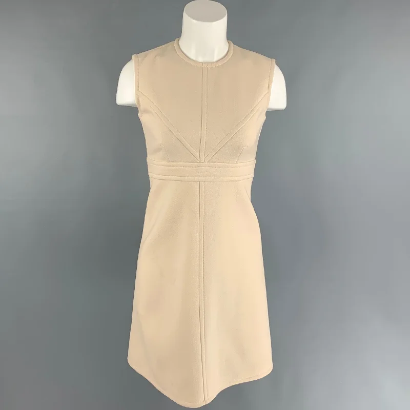 LOUIS VUITTON Size 2 Cream Wool A-Line Knee-Length Dress Sexy unclassified dresses