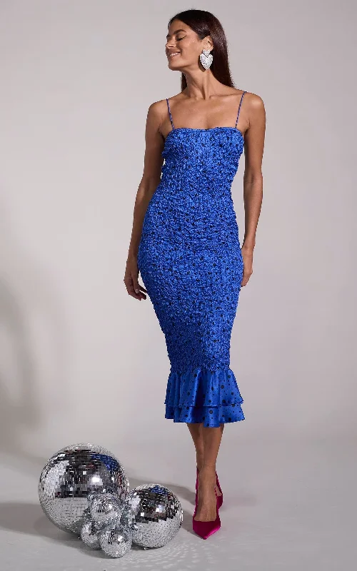 Luiza Shirring Dress in Royal Blue Speckle Everyday wear unclassified dresses