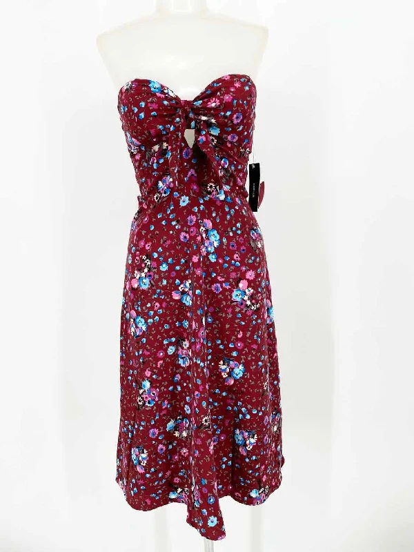 Lulus Women's Burgundy Print Strapless Floral Size XS Dress Cottagecore floral dresses