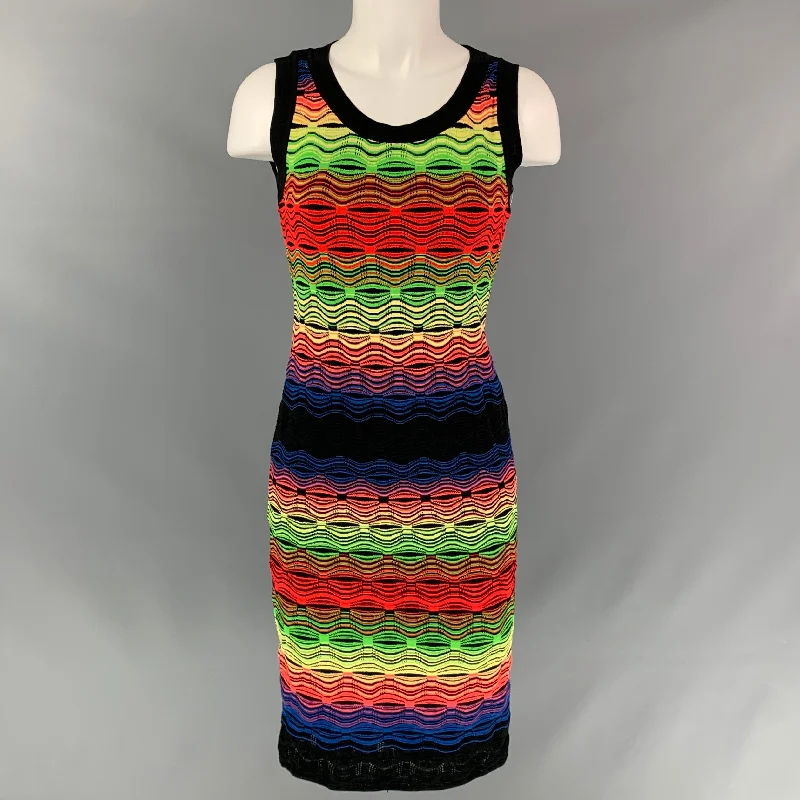 M MISSONI Size 6 Multi-Color Cotton Blend Knitted Shift Dress Luxury unclassified dresses