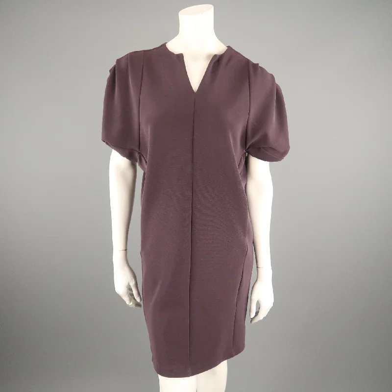 MAX MARA Size S Purple Textured Pleated Shoulder Shift Dress Color block unclassified dresses