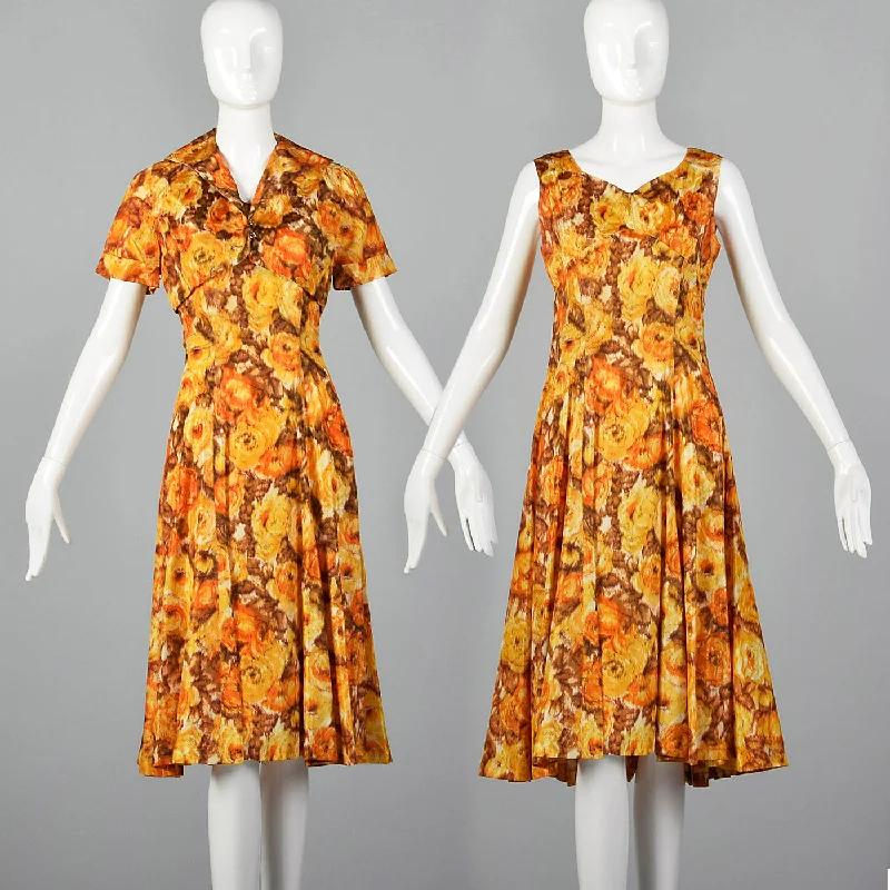 Medium 1950s Yellow Dress Set Short unclassified dresses