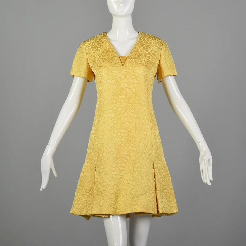 Medium Christian Dior 1960s Yellow Brocade Dress Graduation unclassified dresses