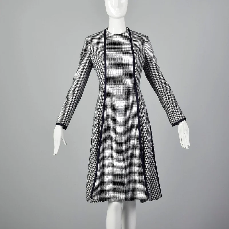 Medium Geoffrey Beene 1970s Navy Houndstooth Dress Fashionable unclassified dresses