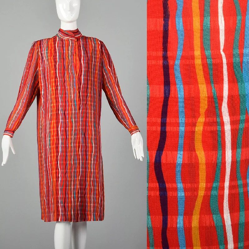 Medium Hanae Mori 1980s Colorful Shift Dress Silk unclassified dresses