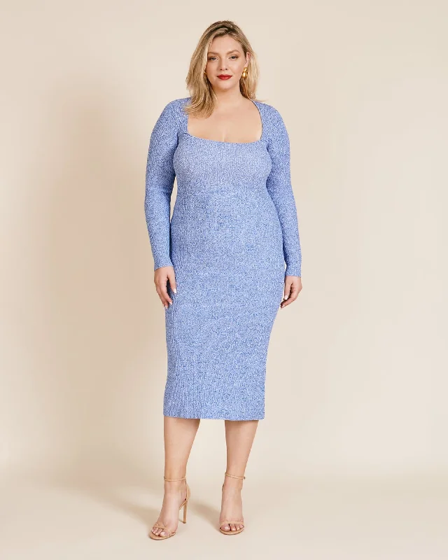 Melange Knit Dress | DAPHNE BLUE Satin unclassified dresses