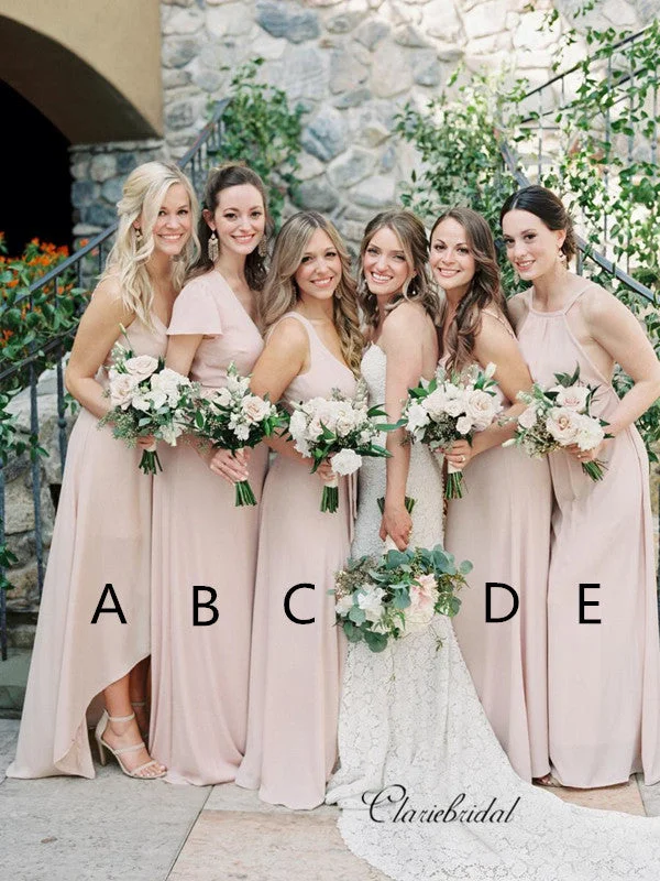 Mix Design Pink Color Bridesmaid Dresses, Popular Bridesmaid Dresses Long sleeve unclassified dresses