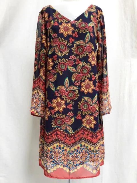 North Style Size M Navy Print Floral Dress Stretchy floral dresses