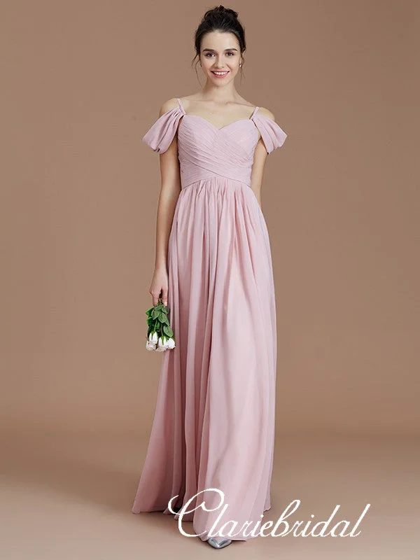 Off Shoulder A-line Chiffon Simple Blush Pink Bridesmaid Dresses Luxury unclassified dresses