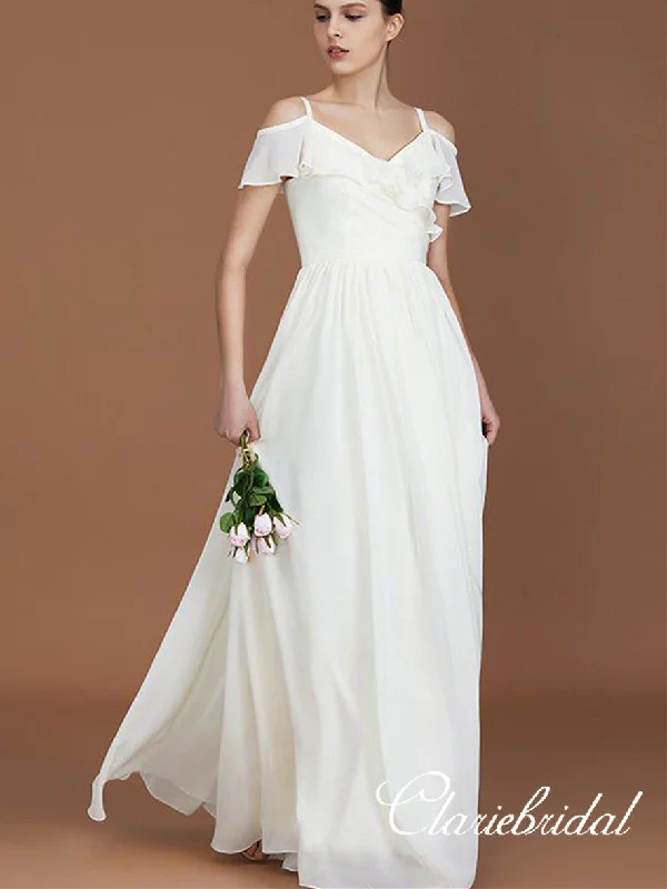 Off Shoulder Ruffled A-line Ivroy Chiffon Bridesmaid Dresses Popular unclassified dresses