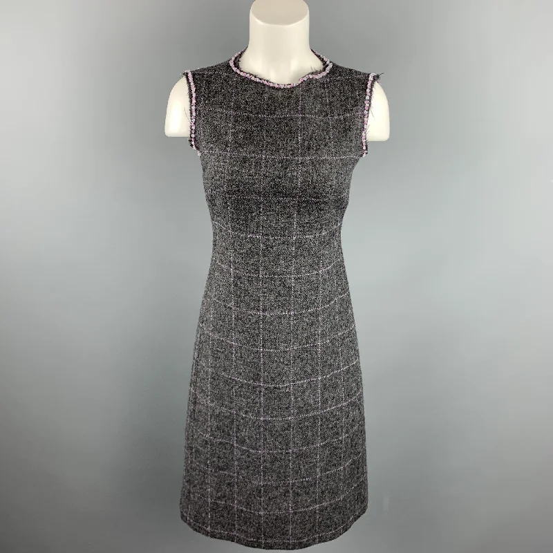 PHILOSOPHY di ALBERTA FERRETTI Size 6 Grey Beaded Wool Shift Dress Wedding guest unclassified dresses