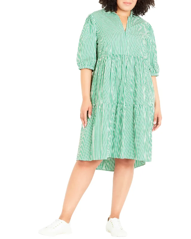 Pippa Pinstripe Dress | Kelly Green / White Club unclassified dresses