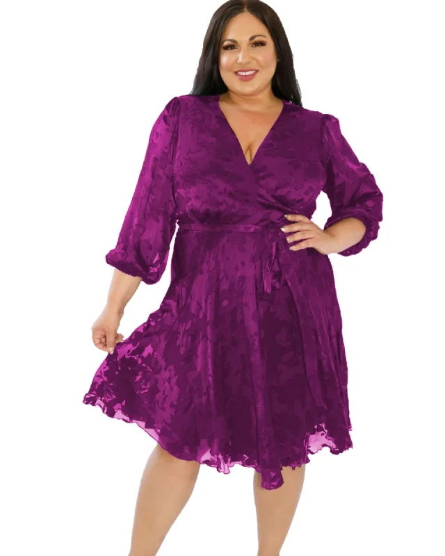 Purple Burnout Wrap Dress | Purple Polka dot unclassified dresses