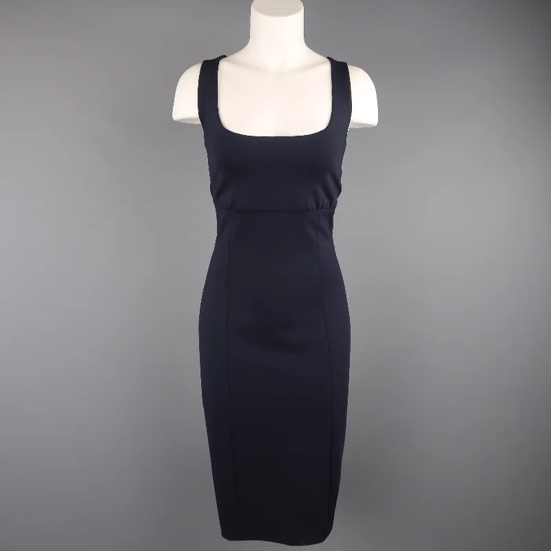 RALPH LAUREN Size 10 Navy Wool Blend Jersey Sleeveless Sheath Dress Mesh unclassified dresses