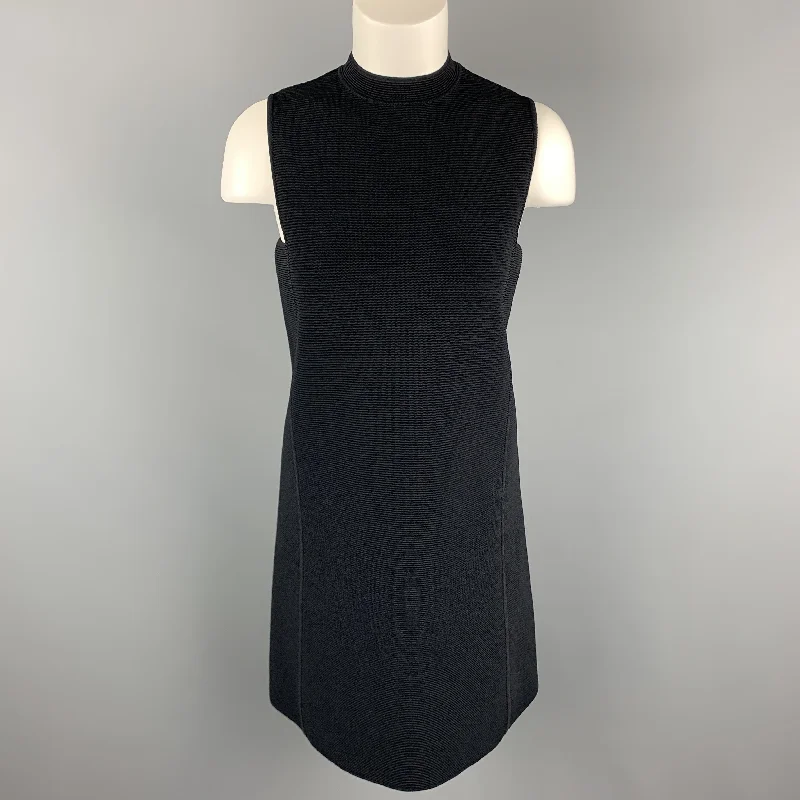 RALPH LAUREN Size S Navy Ribbed Knit Viscose Blend Mock Neck A Line Dress Beach unclassified dresses