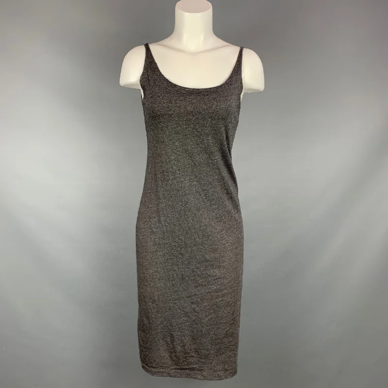 RAQUEL ALLEGRA Size L Grey Heather Cotton / Polyester Below Knee Dress Y2K unclassified dresses