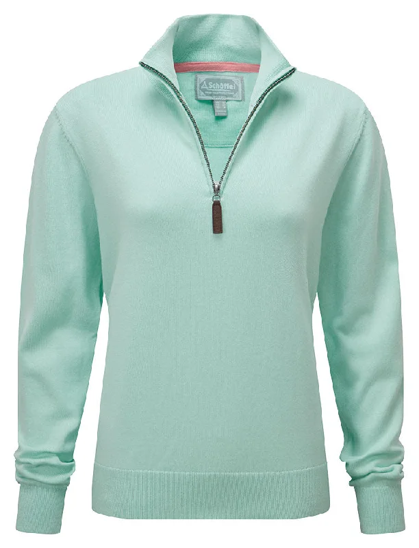 Polperro Pima Cotton 1/4 Zip - Pale Mint Vacation unclassified dresses