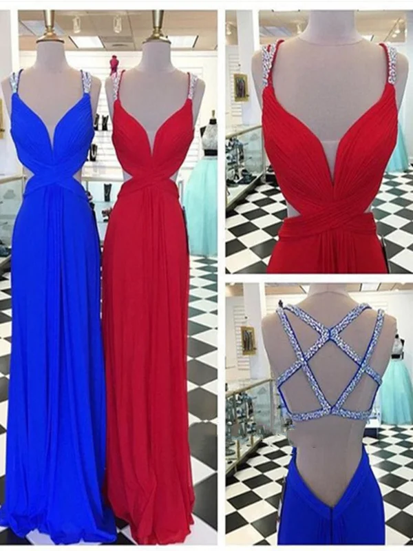 Sexy A Line Backless Red/Blue Prom Dresses, Backless Formal Dresses Festival unclassified dresses