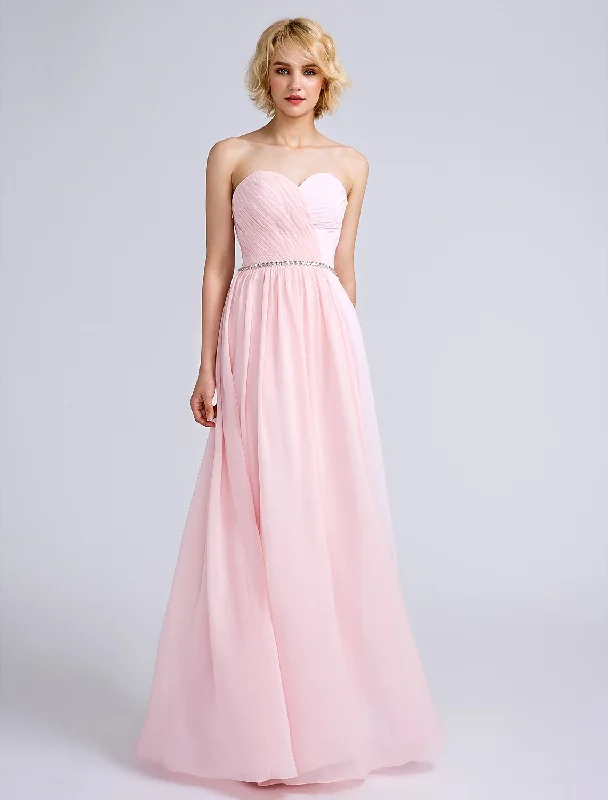 Sheath / Column Bridesmaid Dress Sweetheart Sleeveless Open Back Floor Length Chiffon with Criss Cross Velvet unclassified dresses