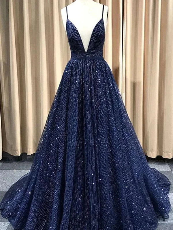 Shiny A Line V Neck Navy Blue/Burgundy/Champagne Prom Dresses, Shiny V Neck Formal Graduation Dresses Comfortable unclassified dresses